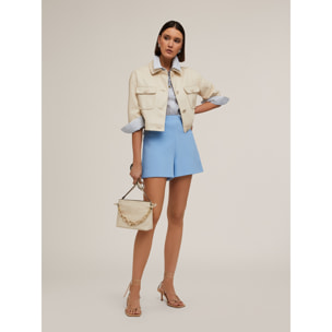 Motivi - Camicia loose fit a righe lurex - Azzurro