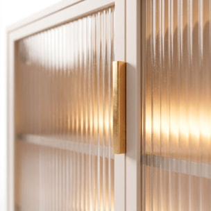 Credenza Madia Moderna Con Vetrina Cassetti E Illuminazione Led Ripiani Materiale In Melaminico 181.3 x 39.3 x 82.6 Cm Cashmere