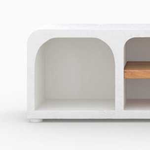 Meuble TV en plâtre blanc cassé 140 cm - Fira