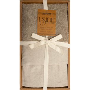 SET VISO E MANI SPUGNA BEIGE CIOTOLI CON BALZA IN LINO