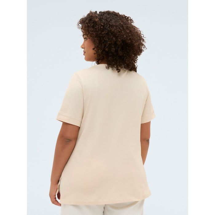 Fiorella Rubino - T-shirt in cotone con stampa - Beige