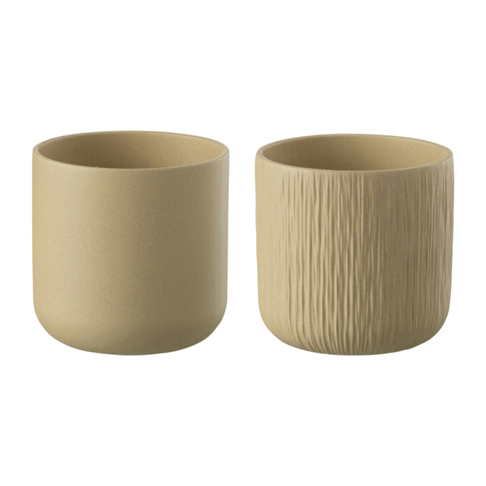 J-Line cache-pot Gen - céramique - beige - small - 2 pièces - Ø 13.5 cm