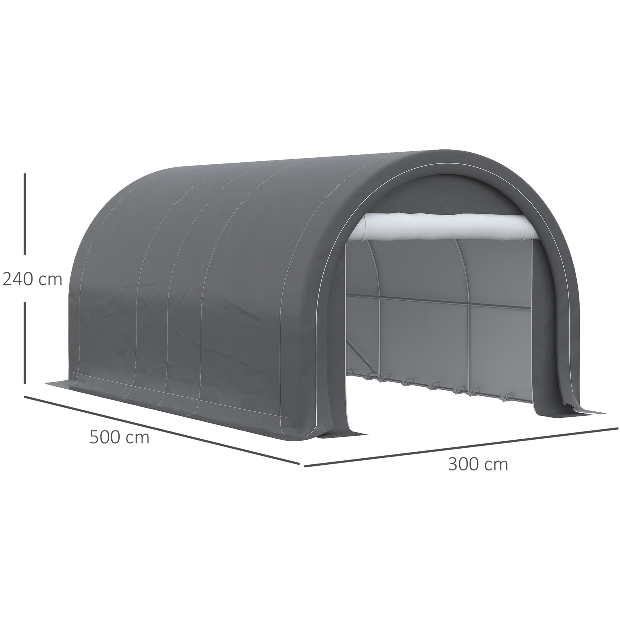 Garaje Exterior para Coche 5x3 m Carpa Garaje para Coche Anti-UV con Toldo de Tela PE Desmontable y Marco de Acero Galvanizado Gris