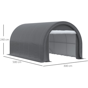 Garaje Exterior para Coche 5x3 m Carpa Garaje para Coche Anti-UV con Toldo de Tela PE Desmontable y Marco de Acero Galvanizado Gris