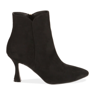 Botines negros de microfibra, tacón 8,5 cm.