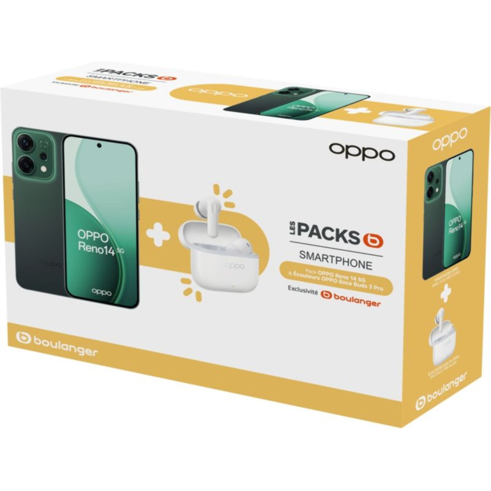 Smartphone OPPO Pack Reno 14 512Go Vert 5G + EncoBuds3 Pro