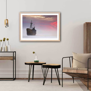 Affiche Bateau naufrage fantôme Affiche sous cadre bois