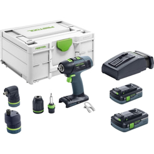 Perceuse visseuse sans fil T 18+3 HPC 4.0 I-Set - FESTOOL - avec 2 batteries 18V 4.0Ah - chargeur - accessoires - Systainer - 576989