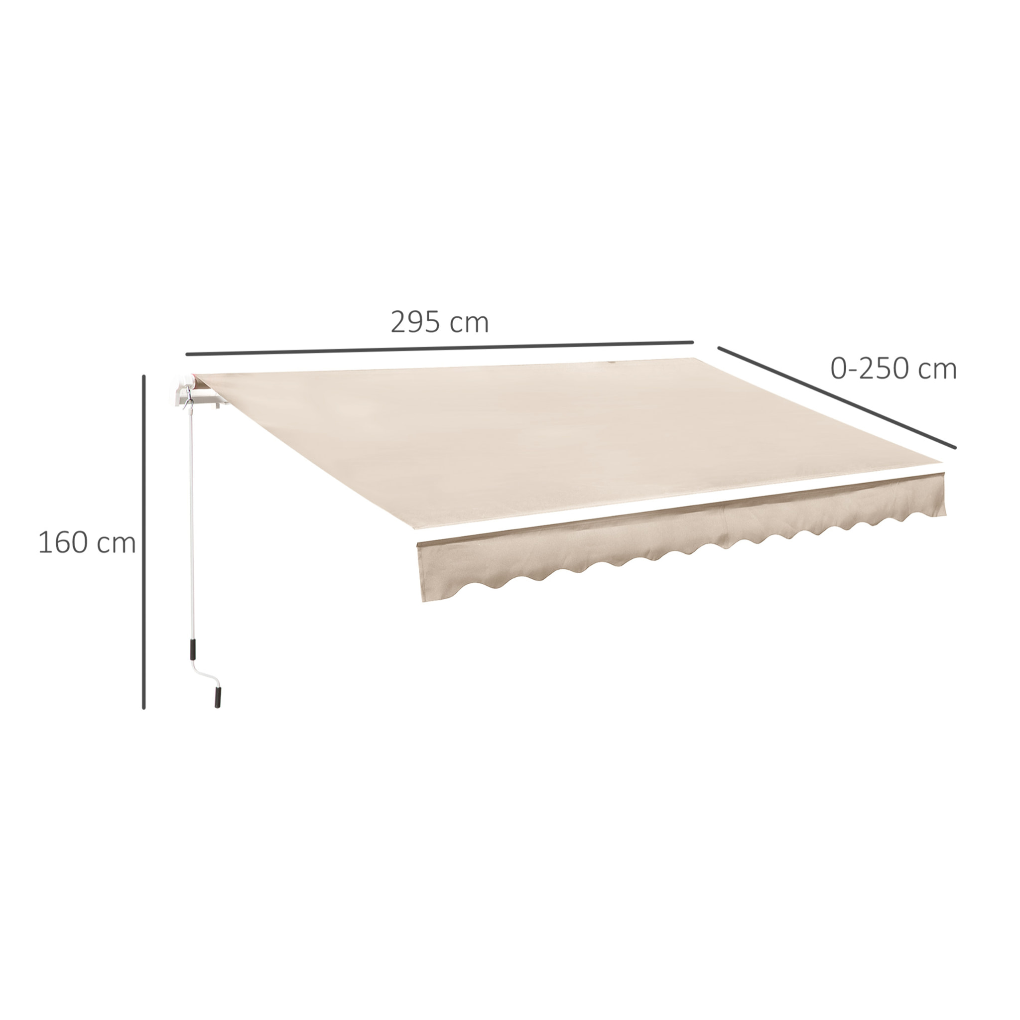 Toldo con áÂngulo Ajustable de Aluminio 2.95x2.5m Crema