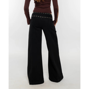 Pantalón vaquero ancho de tiro medio de mujer