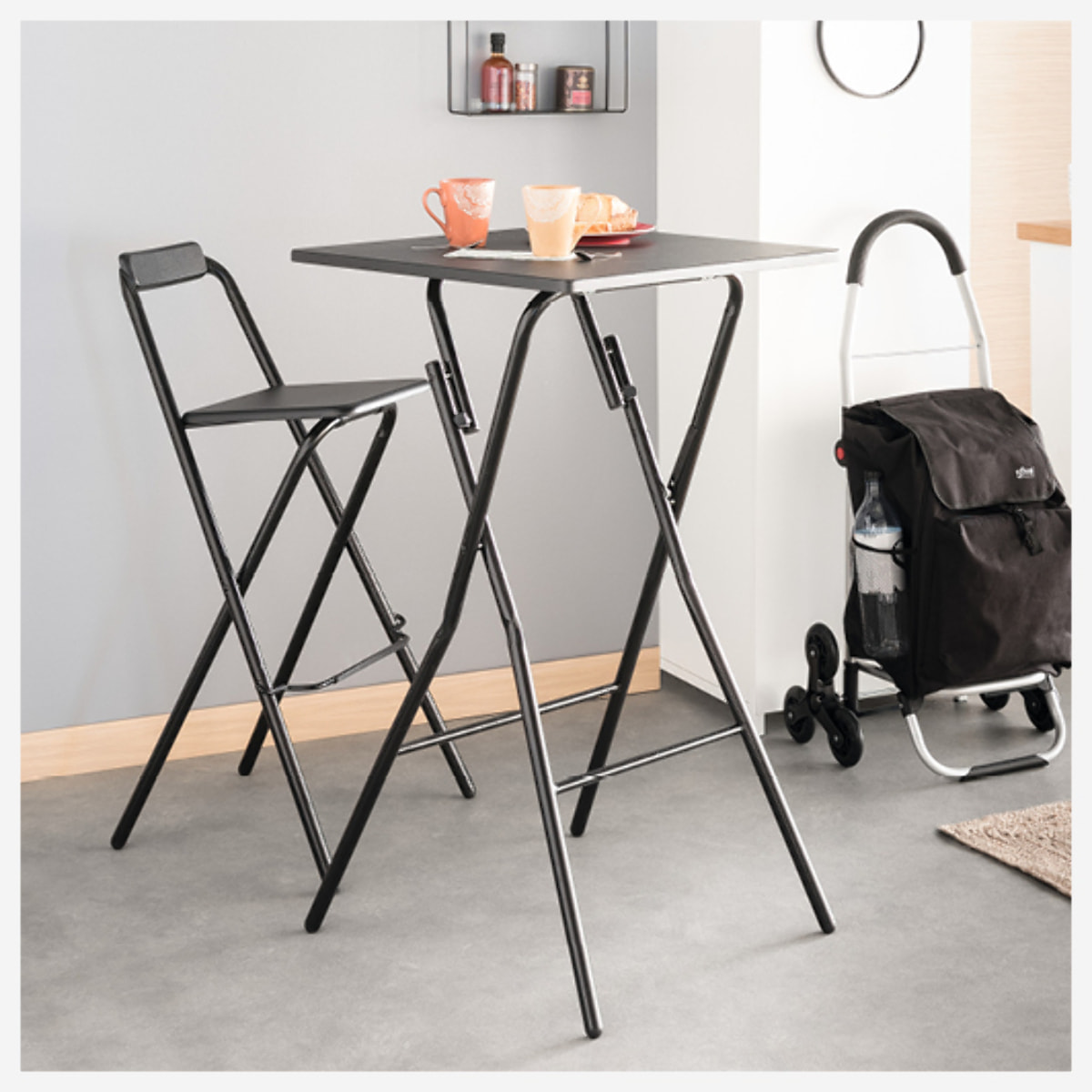 Table de bar pliante 2 places Effet bois