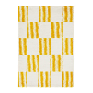 Tapis intérieur damier jaune et blanc FERGEW