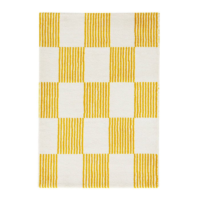 Tapis intérieur damier jaune et blanc FERGEW