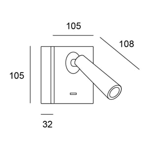 LEDS C4 Luz De Lectura Gamma Mix&Match Square Led 2.2W Blanco Cálido - 2700K On-Off Ní