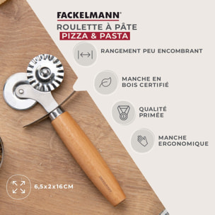 Roulette double embout pour pâtes fraiches 16 cm Fackelmann Pizza & Pasta