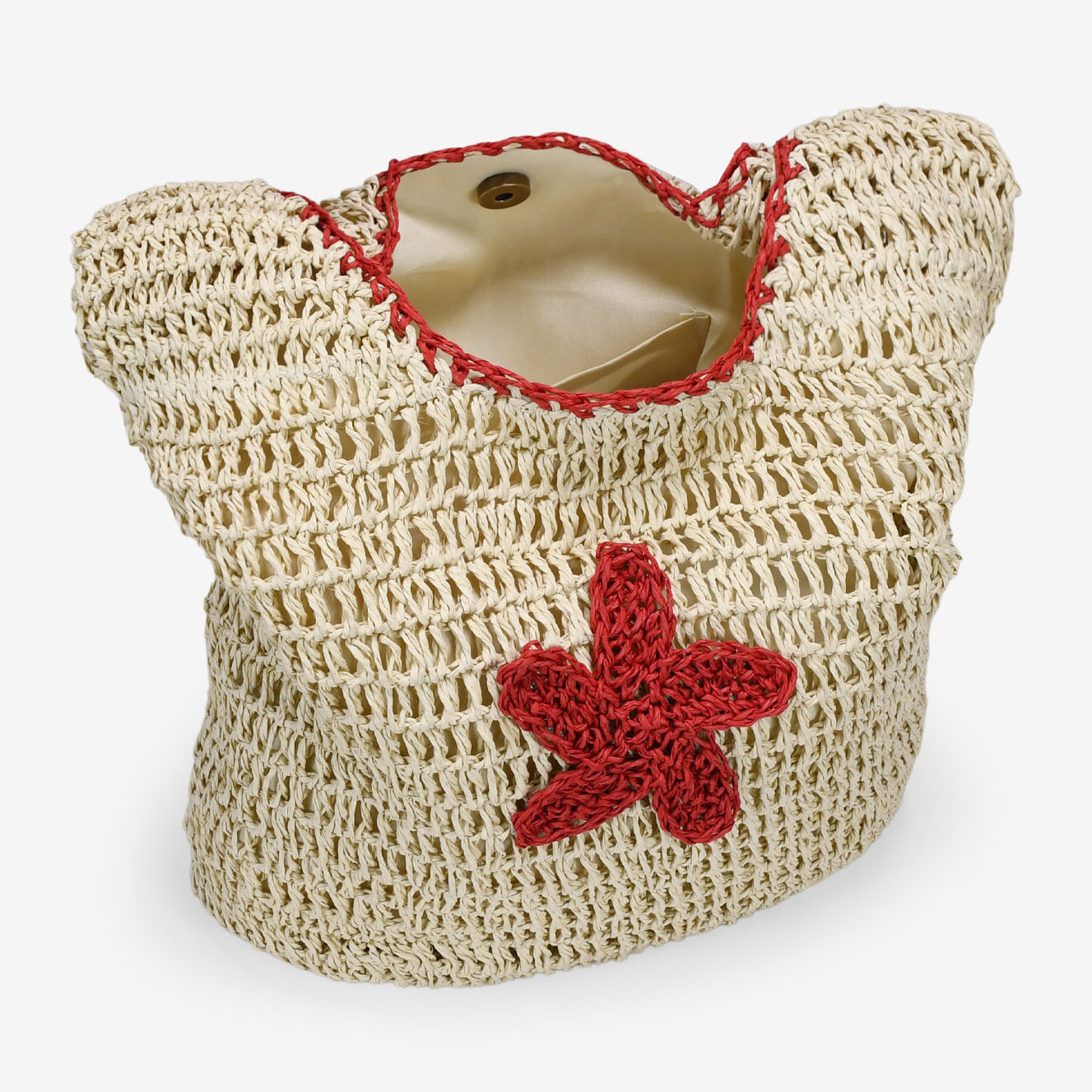 Bolso de hombro rafia beige con estrella