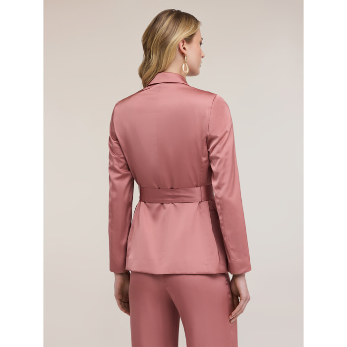 Motivi - Giacca fluida in raso con cintura - Rosa
