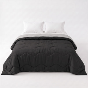 Trapunta invernale bicolor Made in Italy in microfibra di poliestere - Nero/Grigio
