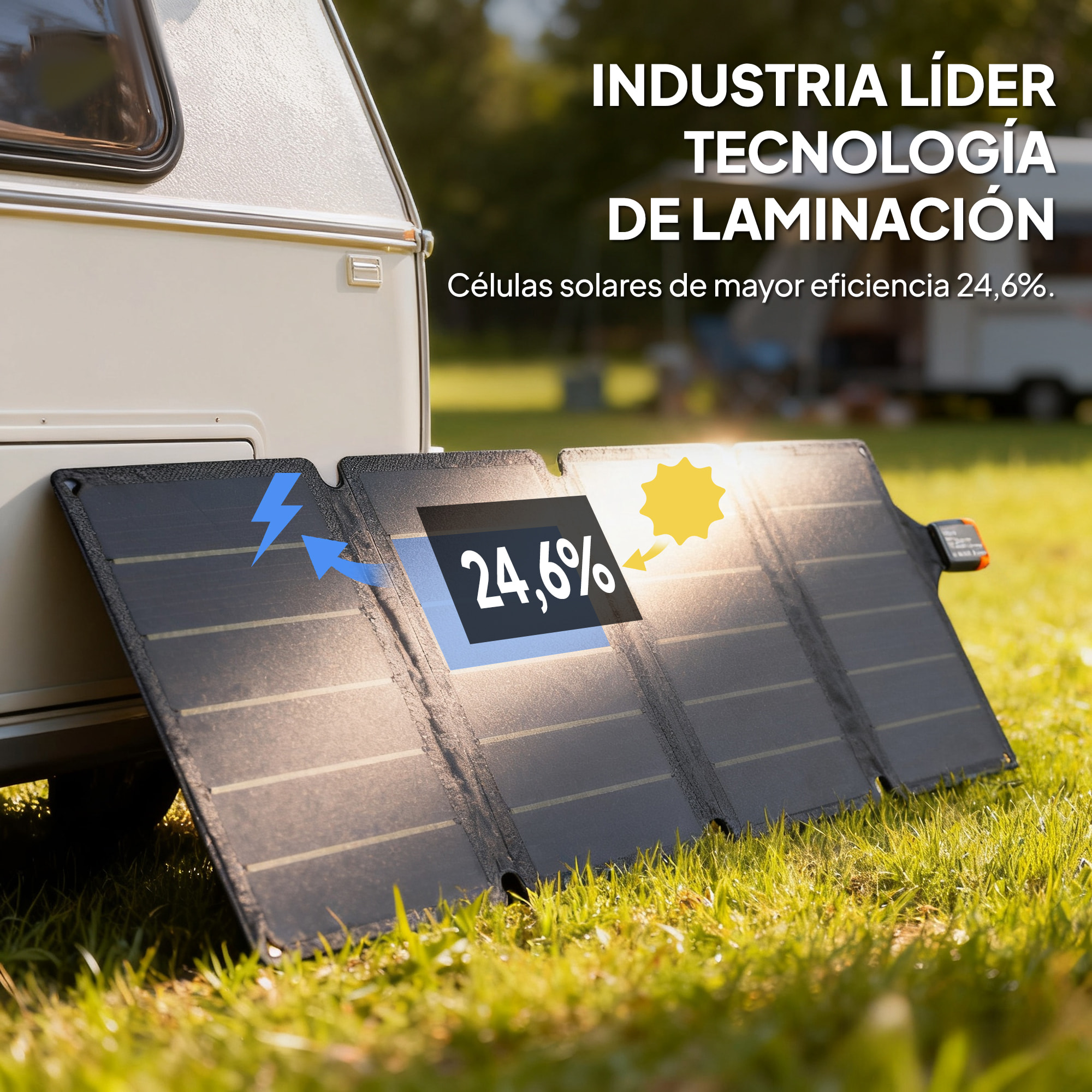 36W Cargador Solar Plegable, Panel Solar Portátil con Puertos USB-A y Tipo-C, IP67 Impermeable, Placa Solar Plegable con Superficie de ETFE, para Cargar Teléfonos, Tablets, Camping y Senderismo
