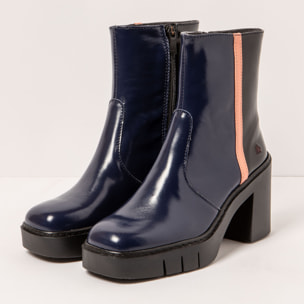 Botines con tacón 1974 NAPPA SHINNY NAVY-BLACK/BERNA color Navy-black
