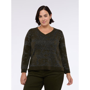 Fiorella Rubino - Maglia camouflage effetto laminato - Verde militare