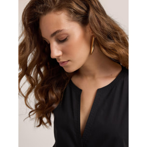 Motivi - Maxi dress con balza in cotone - Nero