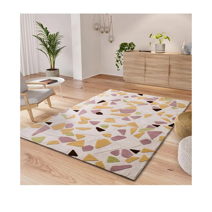 FLASHY Alfombra geométrica de pelo corto multicolor, varias medidas disponibles.