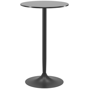 Mesa de Bar Redonda Mesa Alta de Cocina Moderna con Encimera Laminada y Marco de Acero para 2 Personas para Casa Comedor Ø60x102 cm Negro