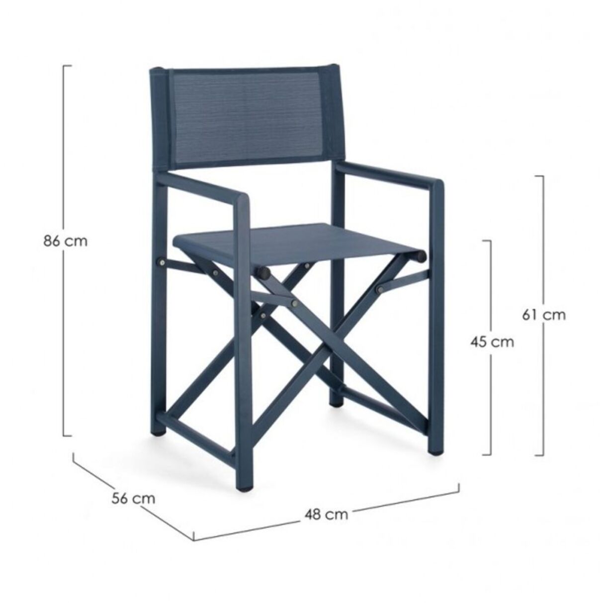 Set di 2 sedie TAYLOR in alluminio blu e textilene blu, pieghevoli