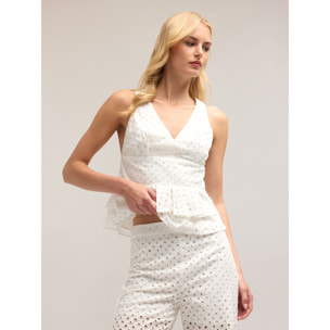 Motivi - Top aus Sangallo-Stoff mit Volants - Blanco