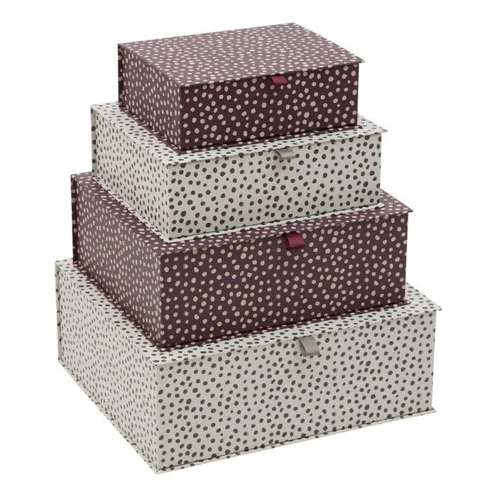 Lot de 4 boîtes Boxtab imprimé à pois