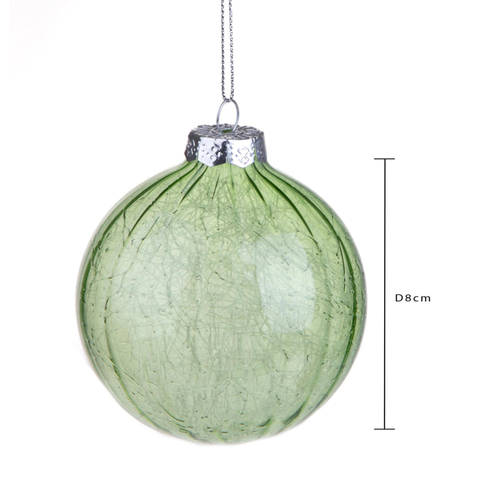 Sfera con intarsi - Pezzi 6 - Colore Verde - 8x8Hx8cm - Bianchi Dino