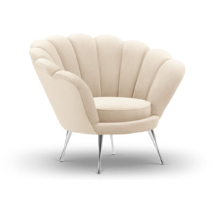 Fauteuil "Kingston" en velours beige clair