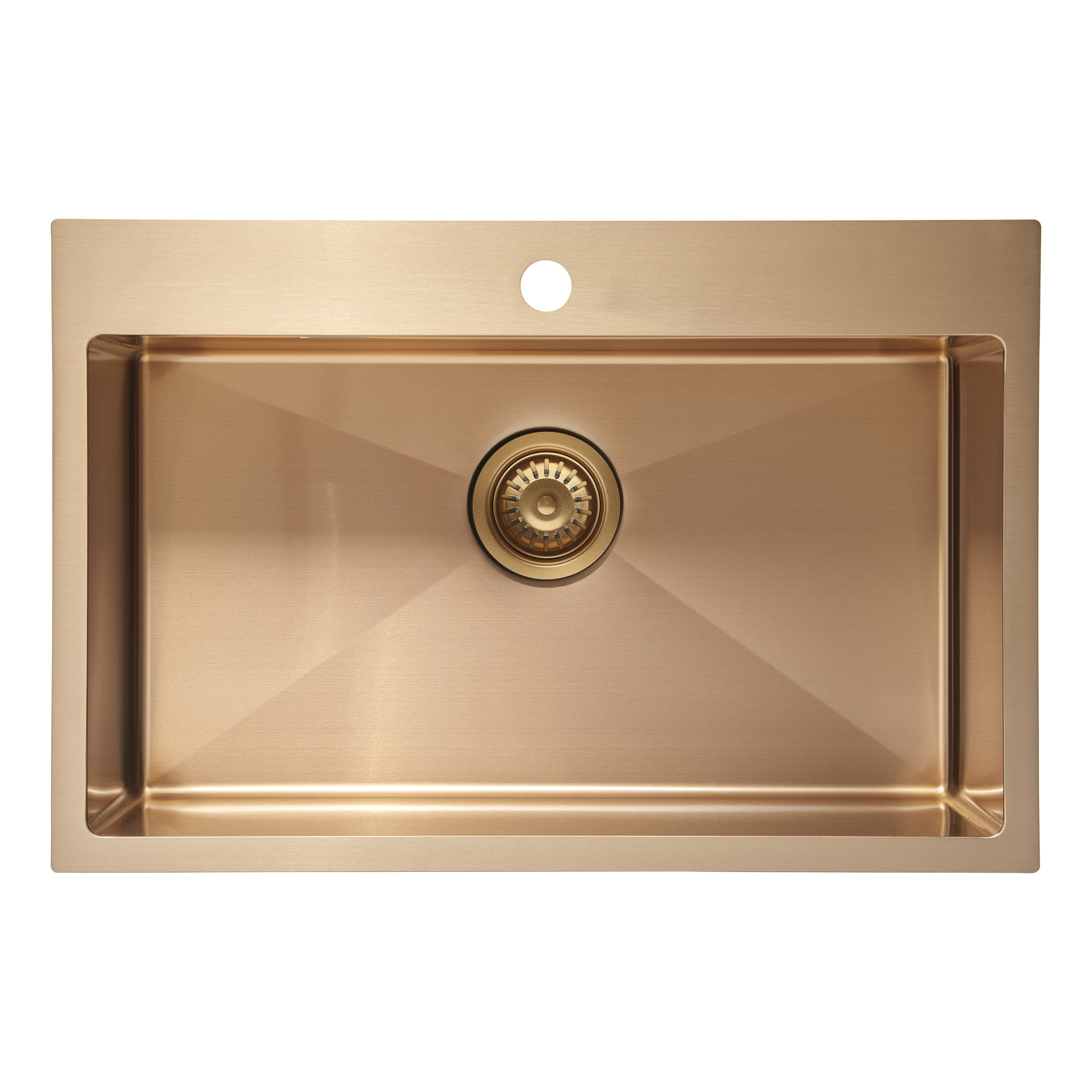 Swiss Aqua Technologies Aurum Évier de cuisine encastrable inox 304, 1 bac, 68x45x21 cm, Cuivre brossé PVD