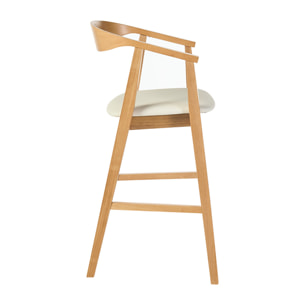Tabourets de bar scandinaves blancs et bois clair H66.5 cm (lot de 2) BAHIA
