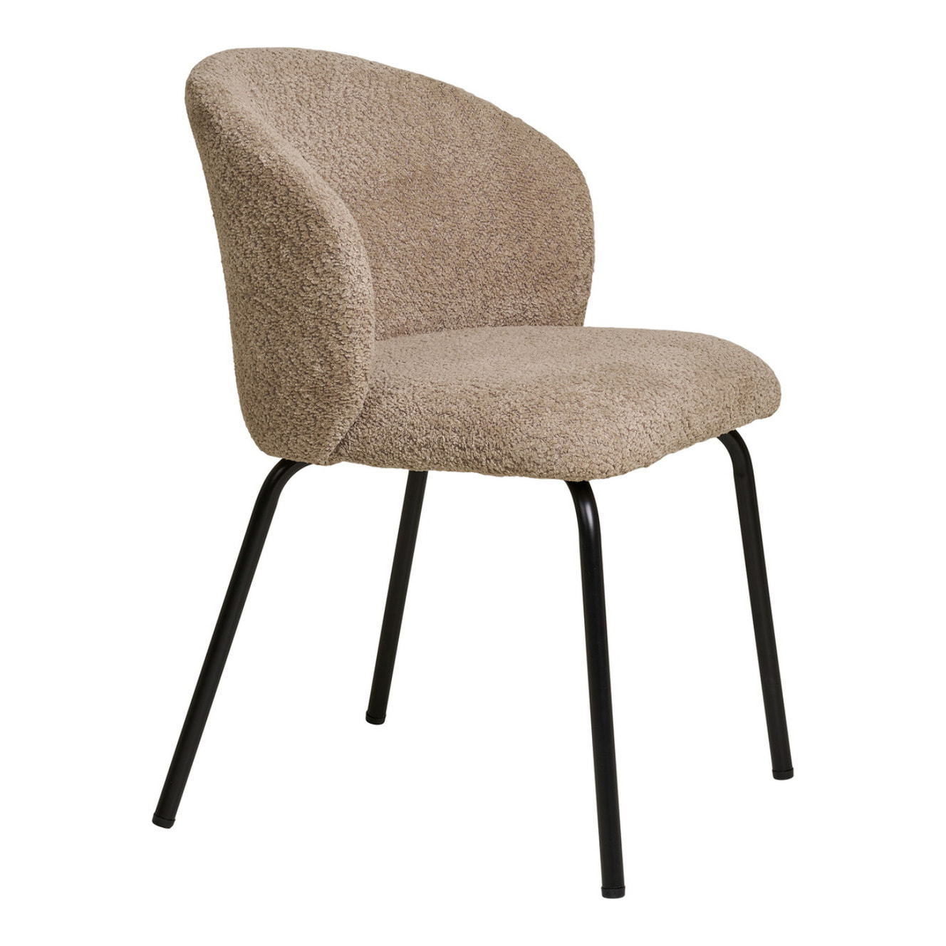 Set 2 sedie da pranzo Safira in Bouclé Beige con Gambe Nere