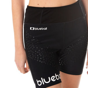 MALLAS DE COMPRESIÓN RUNNING PARA MUJER DE LARGO CORTO BLUEBALL EN NEGRO CON BLANCO