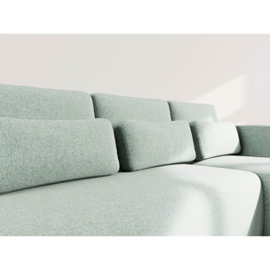 Mahina - canapé d'angle droit 4 places convertible avec coffre en tissu texturé - Bleu