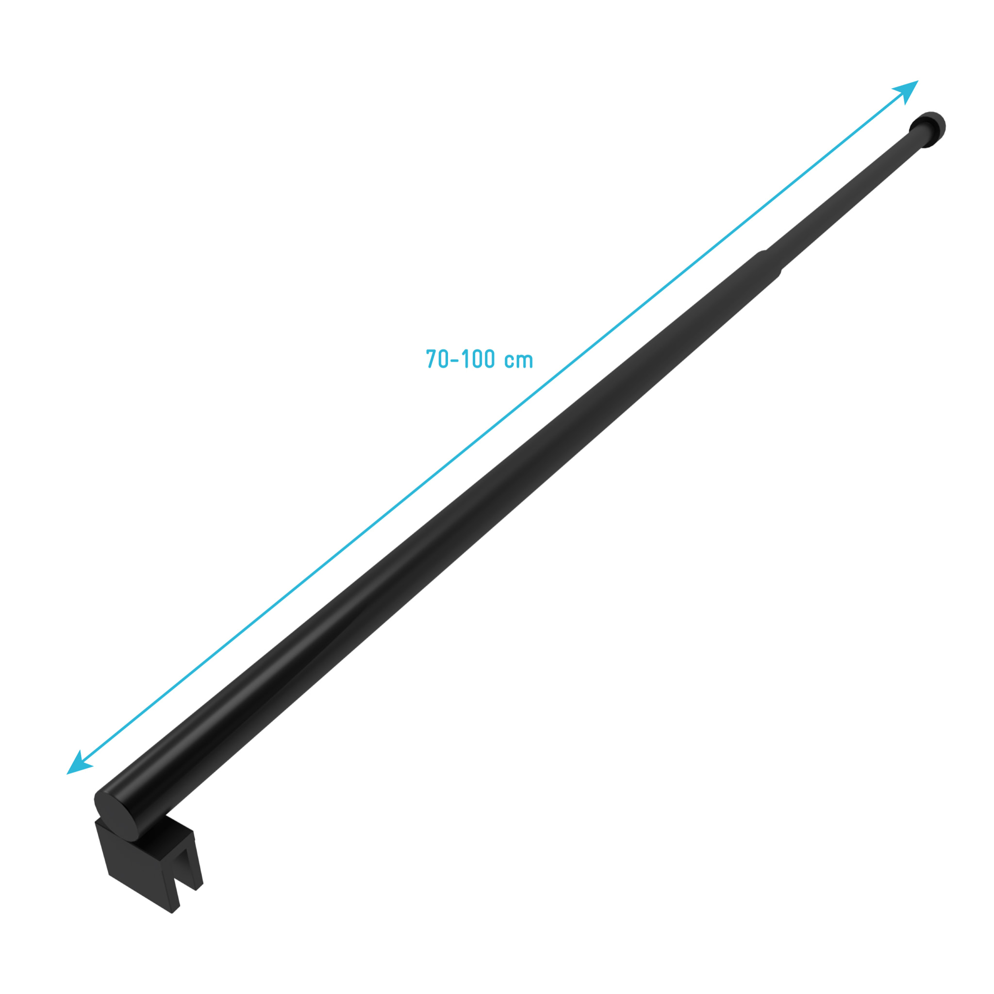 Barre de fixation extensible 70-100cm noir mat pour douche a l'italienne - fixation murale