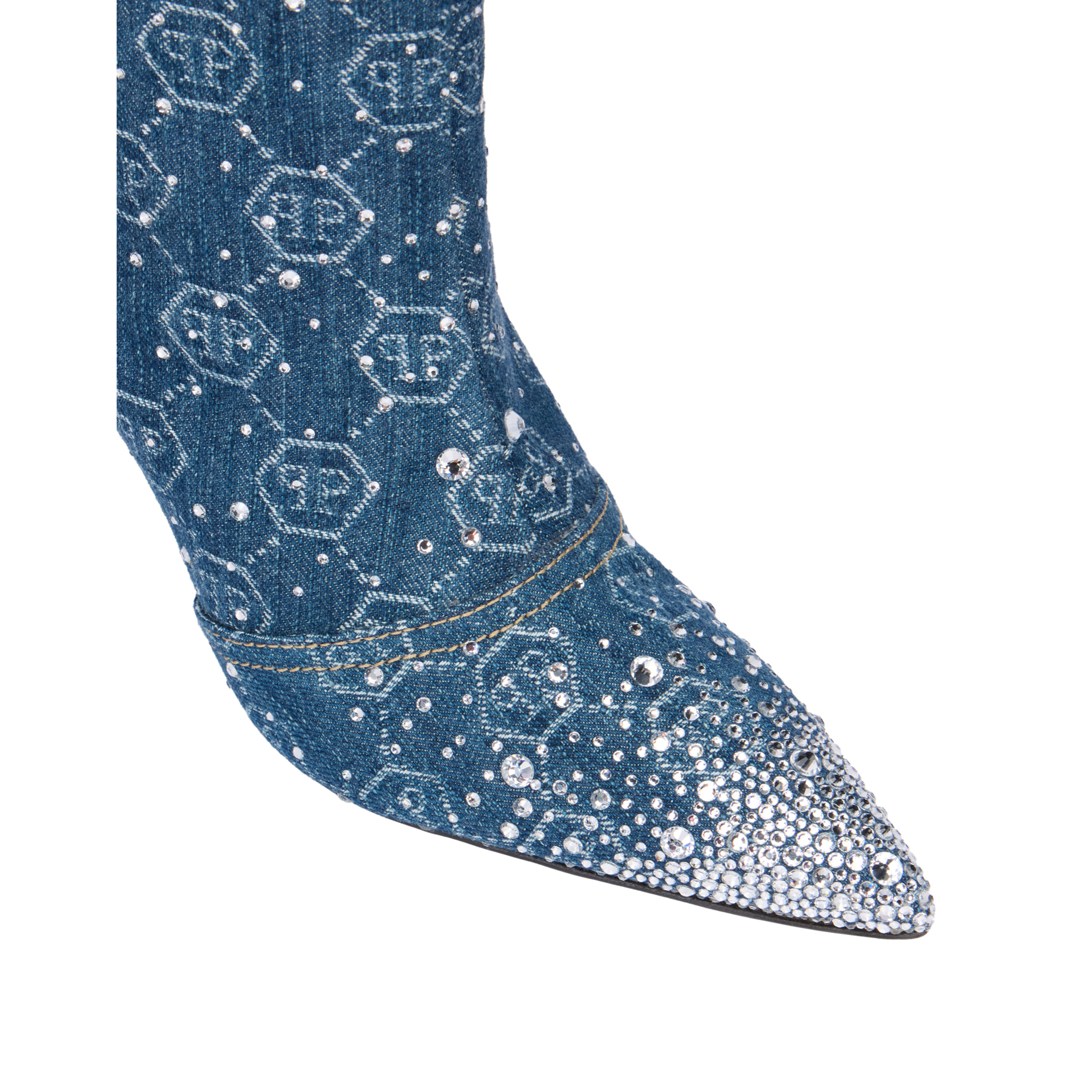 PHILIPP PLEIN Denim Low Boots Monogram Strass 9