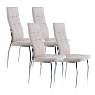 Pack 4 sillas de comedor en tejido beige 57x44 cm Diana Tejido - Beige