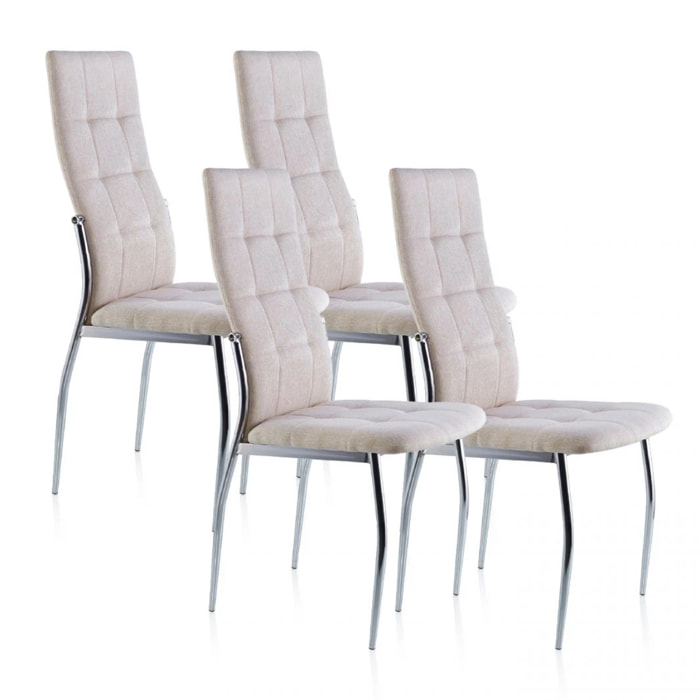 Pack 4 sillas de comedor en tejido beige 57x44 cm Diana Tejido - Beige