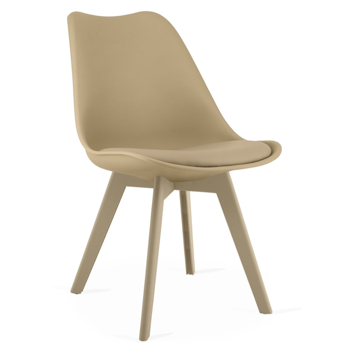Set di 2 sedie Mark in polipropilene e vellutino beige