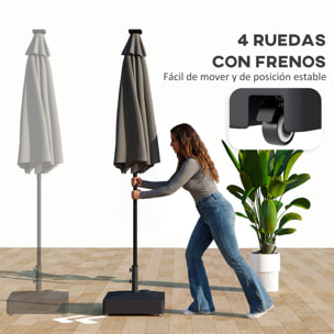 Base para Sombrilla Cuadrada con Ruedas, Soporte de Parasol de HDPE, Pie para Sombrilla con Postes Ø35/38/48 mm, Rellenable de Arena 61 kg o Agua 40 kg, para Jardín, Patio, Terraza, Negro