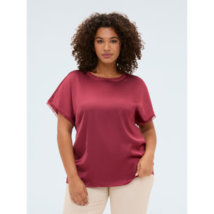 Fiorella Rubino - Top in raso con dettagli sfrangiati - Rosso