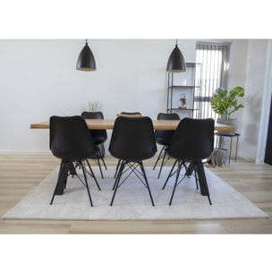 Set 2 sedie da pranzo Oslo in ecopelle nera con gambe in metallo nero
