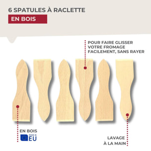 Lot de 6 spatules à raclette en bois 13 cm Fackelmann Wood Edition