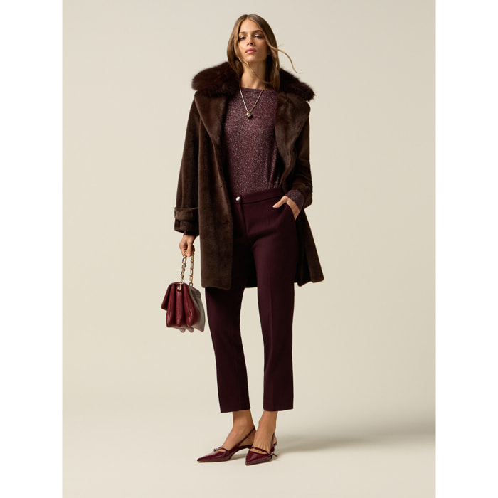 Oltre - Pantaloni regular in fustagno - Bordeaux