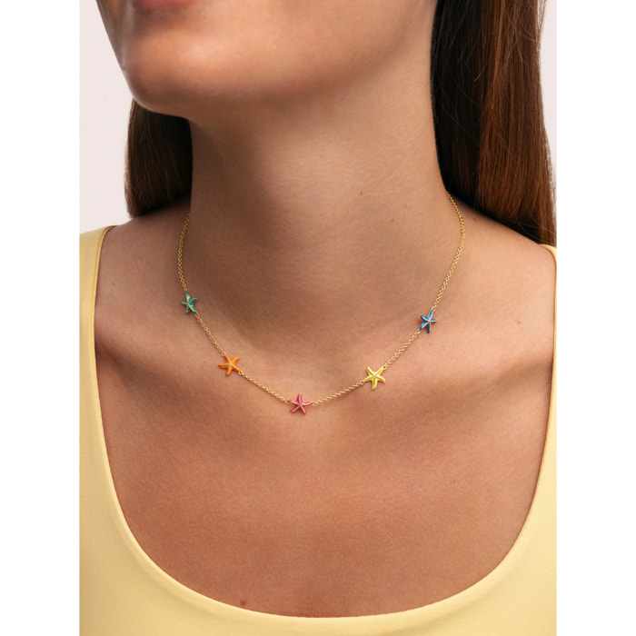 Collar Starfish Enamel Colors Baño Oro