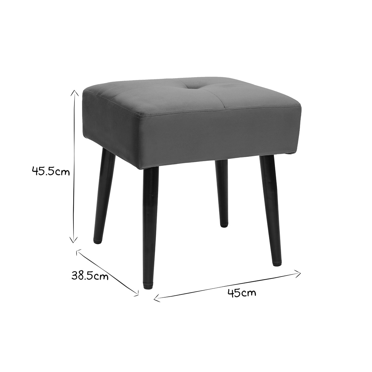 Tabouret bas en velours terre brulée et métal noir H46 cm GUESTA